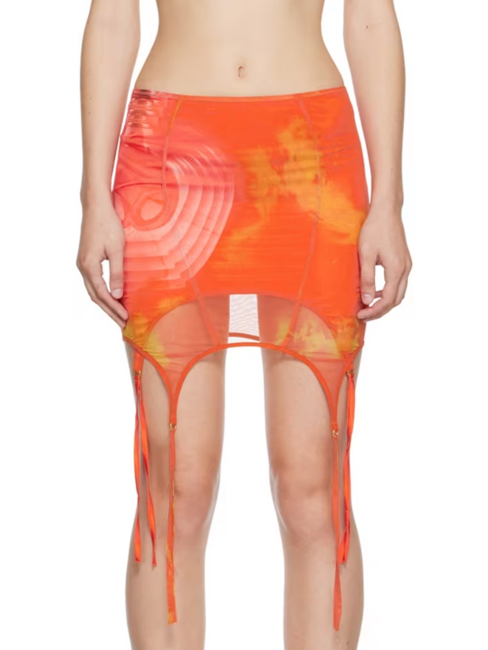 Ssense x RoomService88 Orange mini graphic skirt